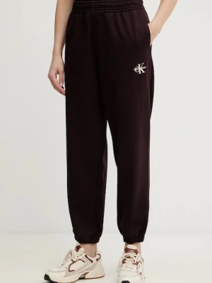 Calvin Klein Jeans spodnie dresowe damskie kolor brązowy gładkie LV047B235G