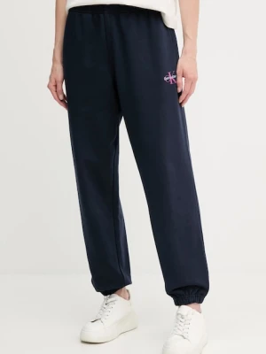 Zdjęcie produktu Calvin Klein Jeans spodnie dresowe damskie kolor granatowy gładkie LV047B235G