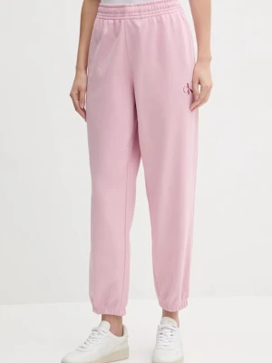 Calvin Klein Jeans spodnie dresowe damskie kolor różowy gładkie LV047B235G