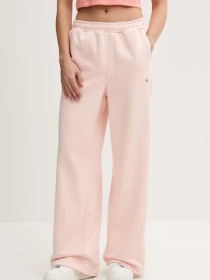 Calvin Klein Jeans spodnie dresowe damskie kolor różowy gładkie LV047C249G
