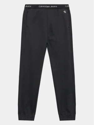 Calvin Klein Jeans Spodnie dresowe Intarsia IB0IB01681 Czarny Regular Fit