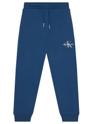 Calvin Klein Jeans Spodnie dresowe Monogram Logo IU0IU00285 D Niebieski Regular Fit