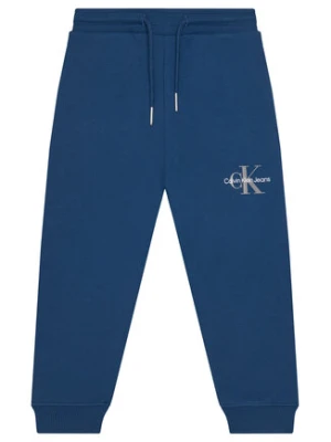 Calvin Klein Jeans Spodnie dresowe Monogram Logo IU0IU00285 M Niebieski Regular Fit