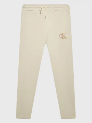 Calvin Klein Jeans Spodnie dresowe Monogram Off Placed IG0IG01607 Écru Regular Fit