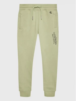 Calvin Klein Jeans Spodnie dresowe Repeat Inst. Logo IB0IB01568 Zielony Regular Fit