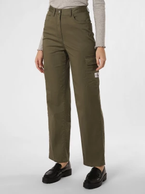 Calvin Klein Jeans Spodnie Kobiety Stretch zielony jednolity,