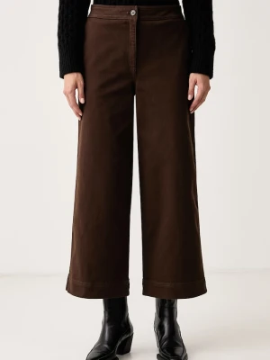Calvin Klein Jeans spodnie wide leg damskie bawełniane z elastanem brązowy