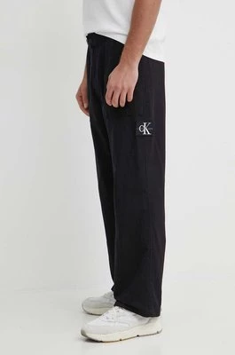 Calvin Klein Jeans spodnie z domieszką lnu kolor czarny proste J30J325126