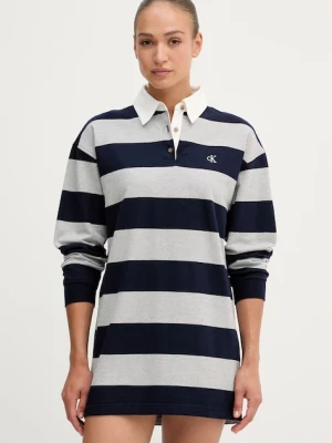 Calvin Klein Jeans sukienka bawełniana granatowy