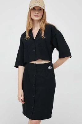 Calvin Klein Jeans sukienka bawełniana kolor czarny mini prosta