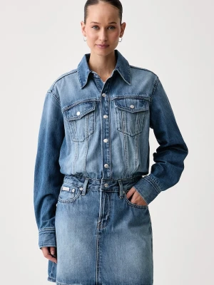 Calvin Klein Jeans sukienka bawełniana niebieski
