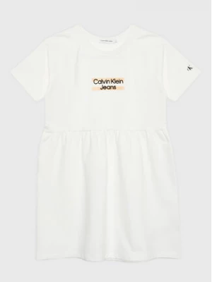 Calvin Klein Jeans Sukienka codzienna Hero Logo IG0IG01973 Biały Regular Fit
