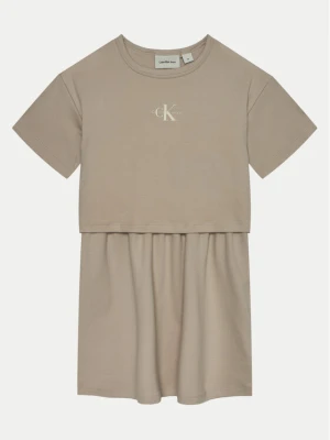 Calvin Klein Jeans Sukienka codzienna IG0IG02770 Beżowy Relaxed Fit