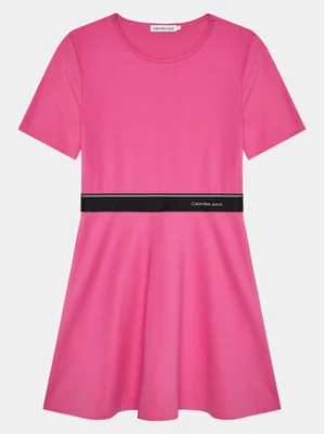 Calvin Klein Jeans Sukienka codzienna Logo Tape IG0IG02310 Różowy Regular Fit