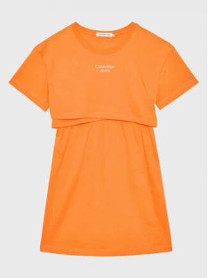 Calvin Klein Jeans Sukienka codzienna Overlap IG0IG01959 Pomarańczowy Regular Fit