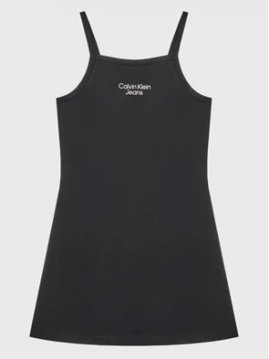 Calvin Klein Jeans Sukienka codzienna Stack Logo IG0IG01963 Czarny Regular Fit