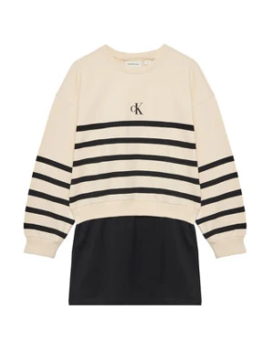 Calvin Klein Jeans Sukienka dzianinowa IG0IG02963 D Beżowy Relaxed Fit