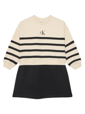 Calvin Klein Jeans Sukienka dzianinowa IG0IG02963 M Beżowy Relaxed Fit