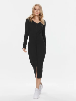 Calvin Klein Jeans Sukienka dzianinowa Label J20J222517 Czarny Slim Fit
