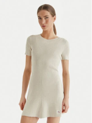 Calvin Klein Jeans Sukienka dzianinowa LV047F325G Beżowy Slim Fit