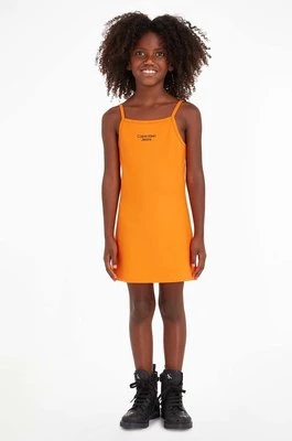 Calvin Klein Jeans sukienka dziecięca kolor pomarańczowy mini rozkloszowana