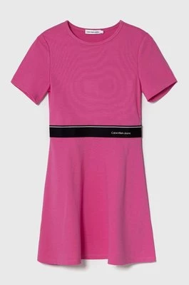 Calvin Klein Jeans sukienka dziecięca kolor różowy mini rozkloszowana