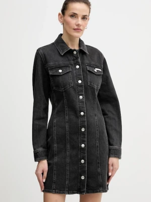Calvin Klein Jeans sukienka jeansowa kolor czarny mini dopasowana LV047D775G