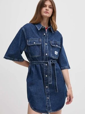 Calvin Klein Jeans sukienka jeansowa kolor granatowy mini oversize J20J224748