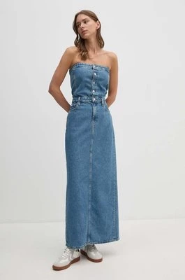 Calvin Klein Jeans sukienka jeansowa kolor niebieski midi prosta J20J223742