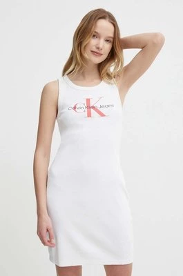 Calvin Klein Jeans sukienka kolor biały mini dopasowana J20J223069