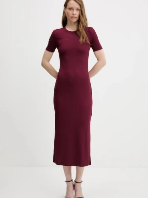 Calvin Klein Jeans sukienka kolor bordowy maxi prosta LV044C902G
