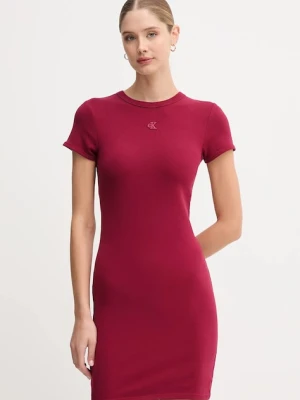 Calvin Klein Jeans sukienka kolor bordowy mini dopasowana LV047B266G