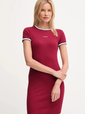 Calvin Klein Jeans sukienka kolor bordowy mini prosta LV047D202G