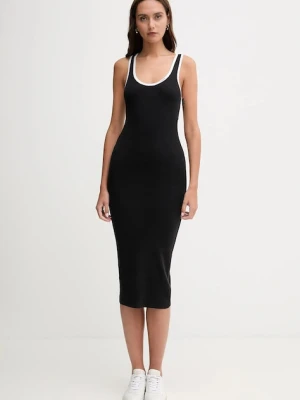 Calvin Klein Jeans sukienka kolor czarny midi dopasowana LV047D301G