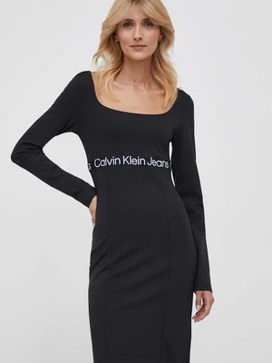 Calvin Klein Jeans sukienka kolor czarny mini dopasowana