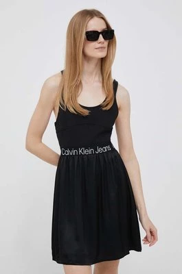 Calvin Klein Jeans sukienka kolor czarny mini rozkloszowana
