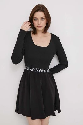 Calvin Klein Jeans sukienka kolor czarny mini rozkloszowana
