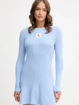 Calvin Klein Jeans sukienka kolor niebieski mini rozkloszowana LV047D307G
