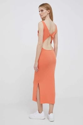 Calvin Klein Jeans sukienka kolor pomarańczowy midi dopasowana