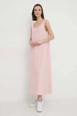 Calvin Klein Jeans sukienka kolor różowy maxi rozkloszowana