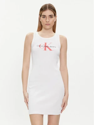 Calvin Klein Jeans Sukienka letnia Archival Monologo J20J223069 Biały Slim Fit