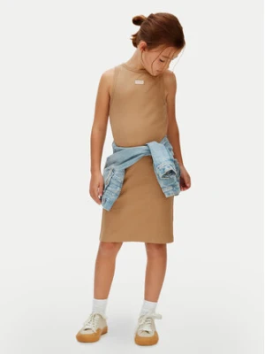 Calvin Klein Jeans Sukienka letnia LVCKSJH07G Brązowy jasny Slim Fit