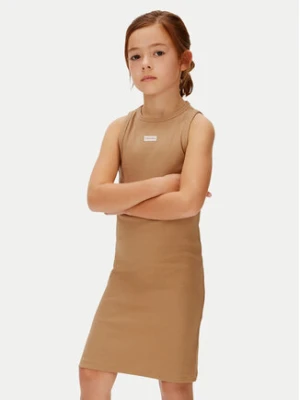 Calvin Klein Jeans Sukienka letnia LVCKSJH07G Brązowy jasny Slim Fit