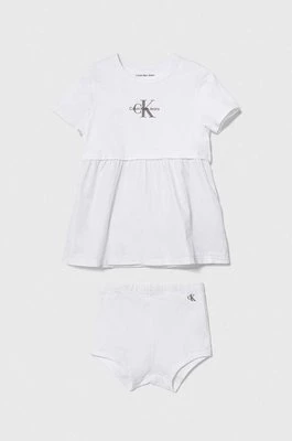 Calvin Klein Jeans sukienka niemowlęca kolor biały mini prosta