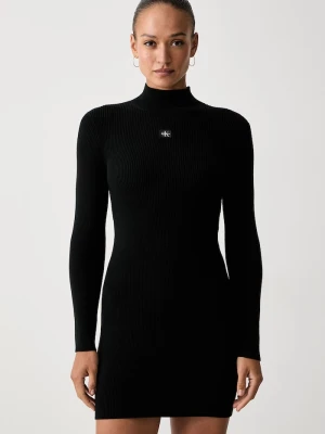 Calvin Klein Jeans sukienka sweterkowa z bawełną czarny