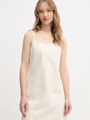 Calvin Klein Jeans sukienka z domieszką lnu kolor beżowy mini prosta J20J225168