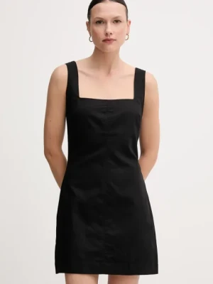 Calvin Klein Jeans sukienka z domieszką lnu kolor czarny mini dopasowana J20J225277