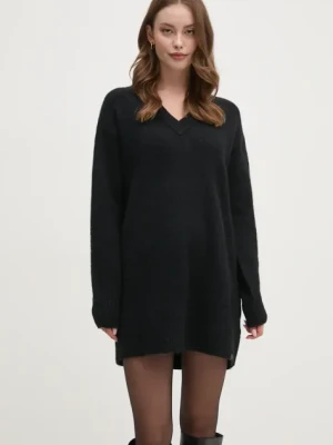 Calvin Klein Jeans sukienka z domieszką wełny kolor czarny mini oversize J20J224638