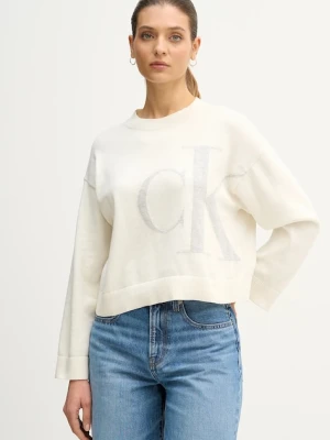 Calvin Klein Jeans sweter bawełniany damski kolor beżowy LV047E304G