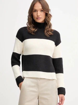 Calvin Klein Jeans sweter bawełniany damski kolor czarny ciepły z półgolfem LV047D353G